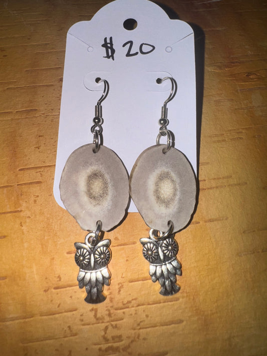 Antler Owl Earrings