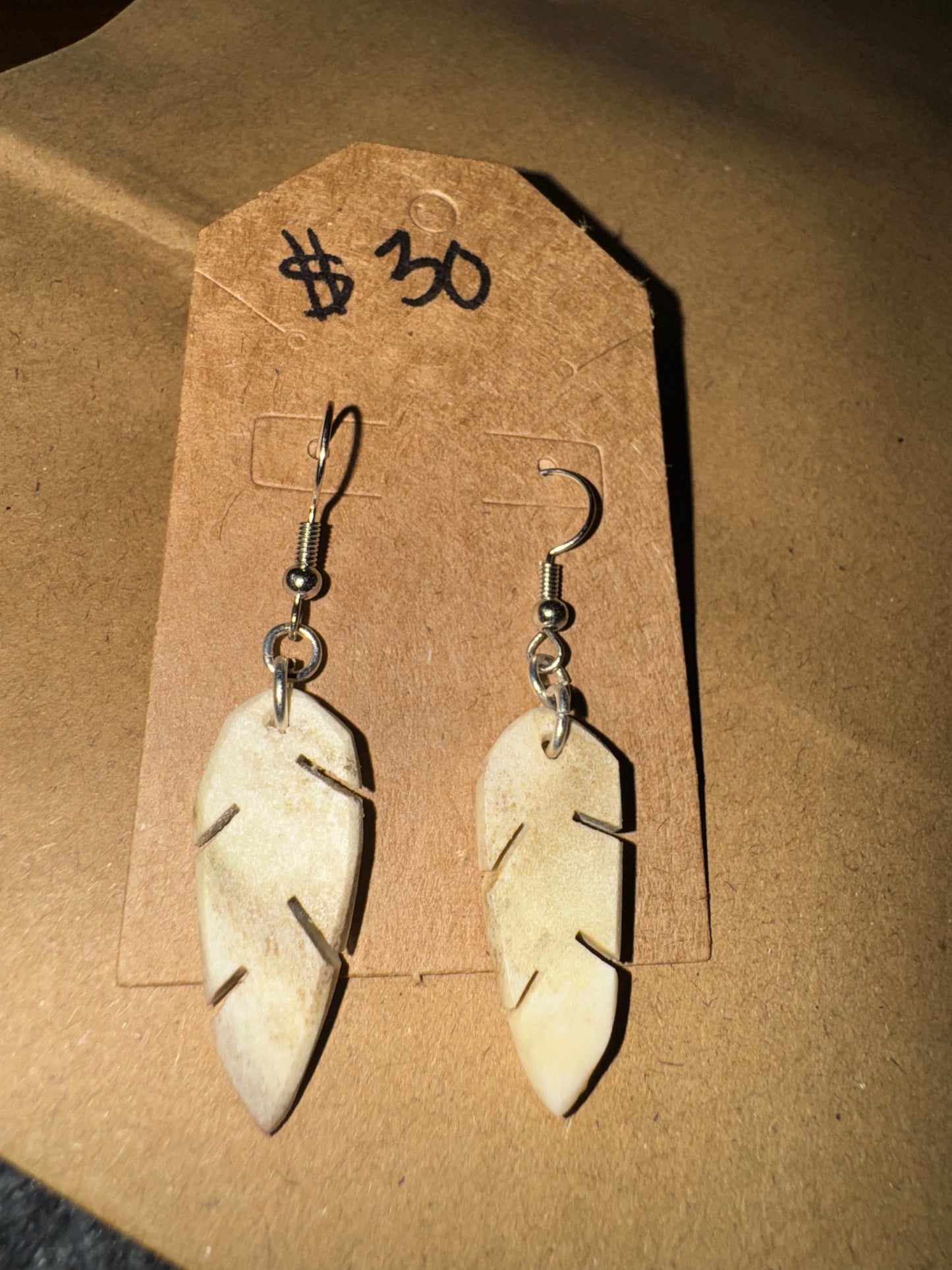 White Antler Feather Pair