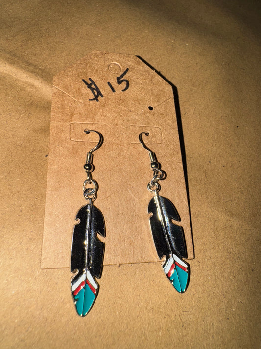 Painted Feather Earrings
